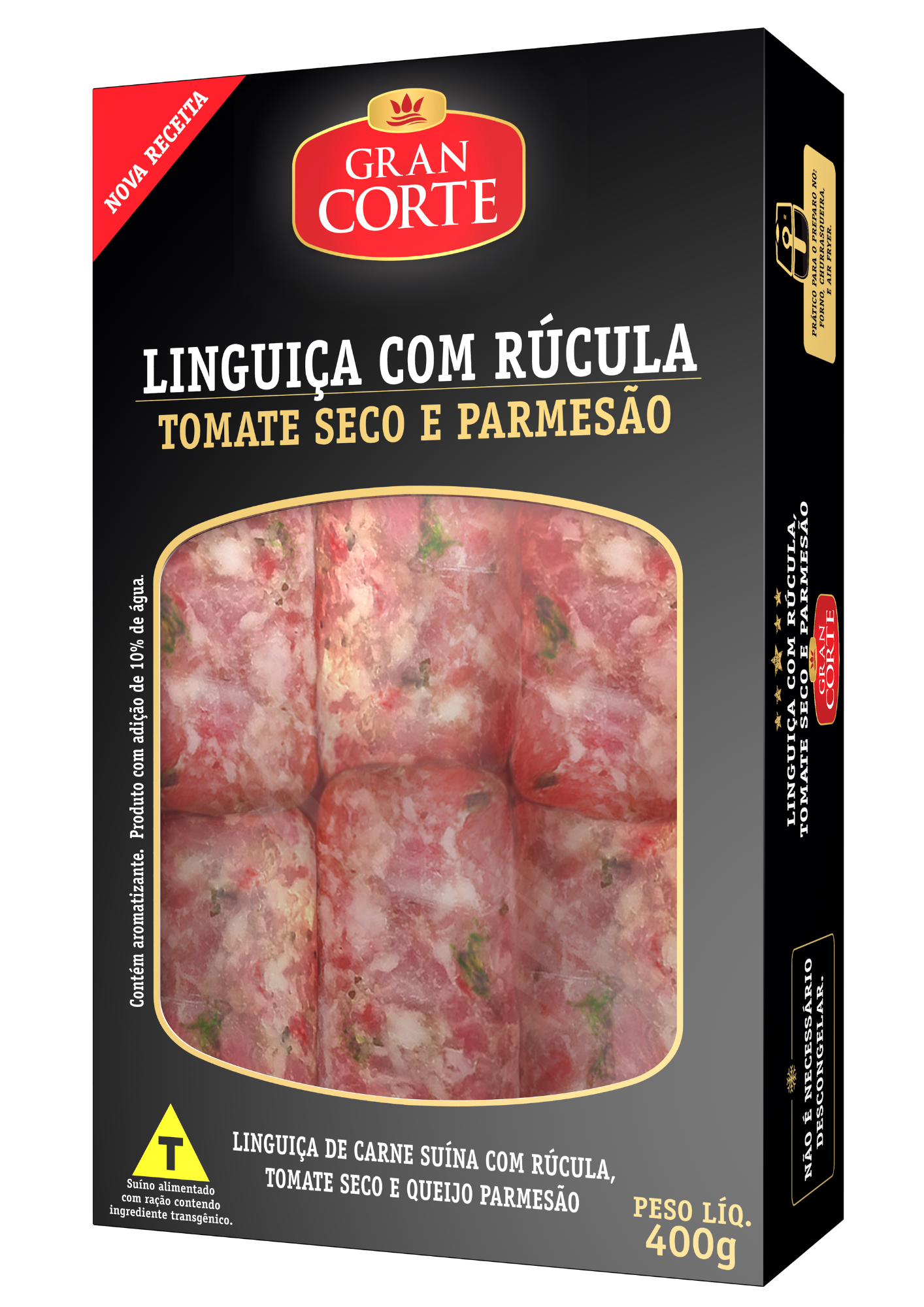 Linguiça Suína Com Rúcula, Tomare seco e Parmesão